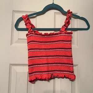 Kids Ruffled Red Striped Top